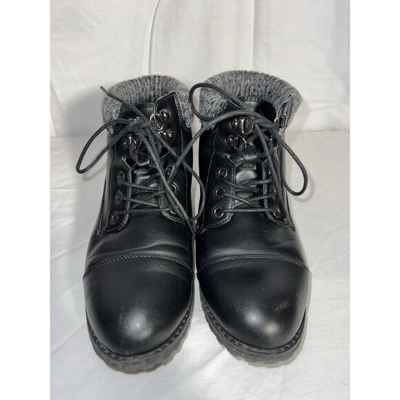 Women's Size 8.5 Riversoft Black Faux Leather Combat Boots - Picture 6 of 11